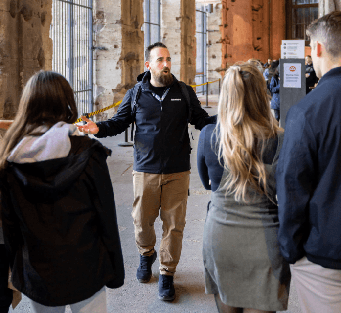 Tour guide in historic building